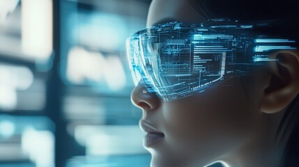A futuristic glimpse with a person using an advanced virtual reality interface.