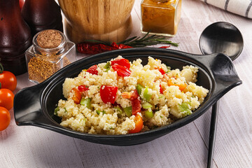 Vegan cuisine couscous with vegetables