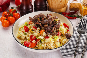 Traditional couscous with beef and vegetables