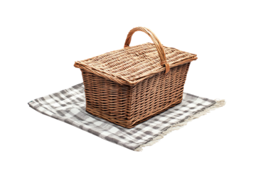 Picnic basket, white isolate background
