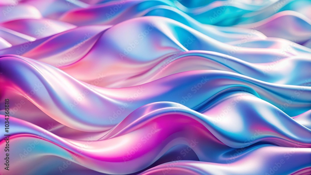 Aufkleber 3d render of a crumbled iridescent background. Wavy Neon Holographic Texture with 3D Effect. Gentle currents of liquid energy flow, imparting a sense of peace and calm to all who behold them.