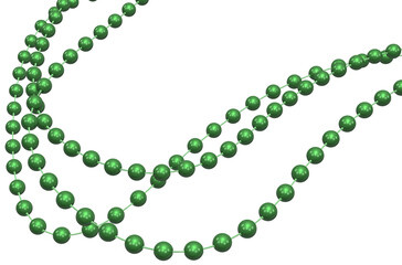 Green Mardi Gras beads over a transparent background. 3D render.
