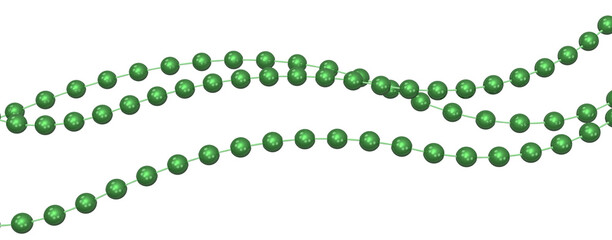 Green Mardi Gras beads over a transparent background. 3D render.