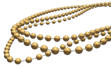 Gold Mardi Gras beads over a transparent background. 3D render. © Kevin
