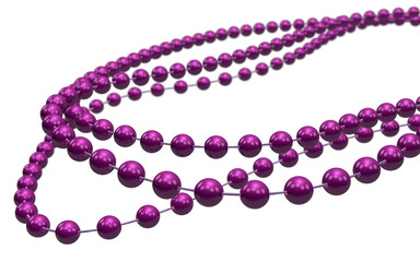 Purple Mardi Gras beads over a transparent background. 3D render.