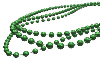 Green Mardi Gras beads over a transparent background. 3D render. © Kevin