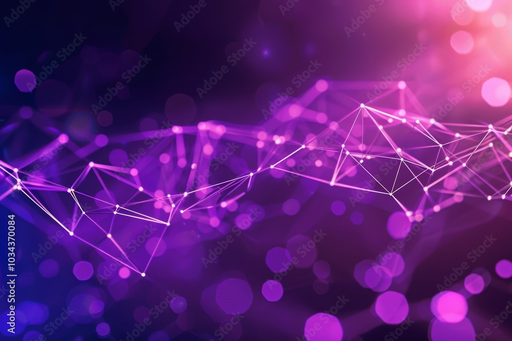 Aufkleber intricate geometric lines connect various glowing points in vibrant purple and pink, creating an abs