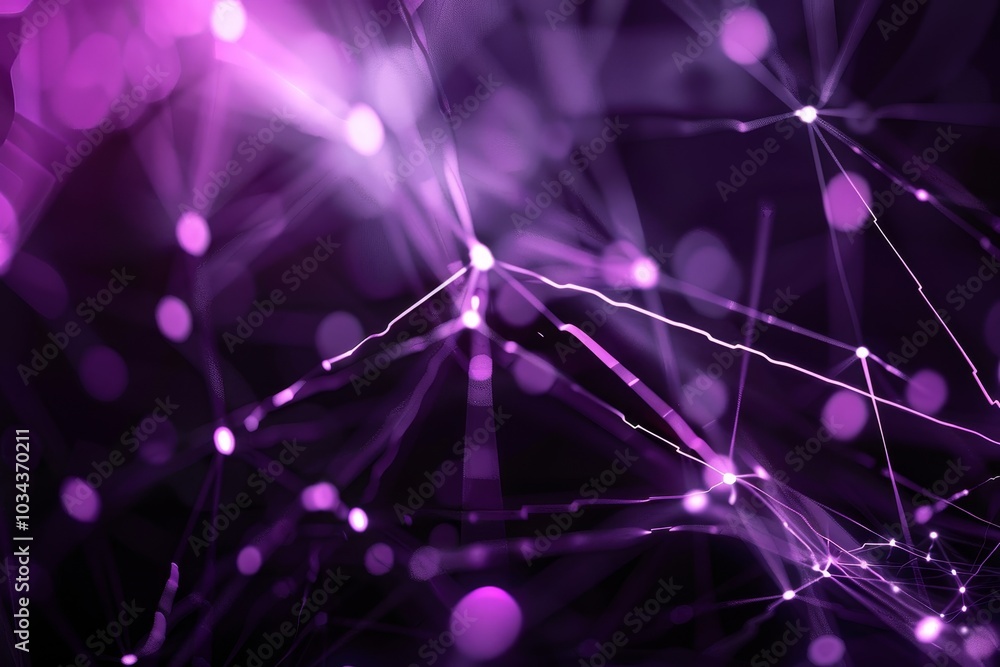 Poster glowing purple lines and nodes create an abstract network, emphasizing the complexity of connections