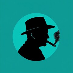 black and white silhouette of a mans head with a cigarette
