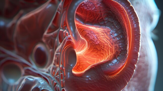 Inner Ear Anatomy A Close-Up View of the Cochlea and Semicircular Canals in 3D Rendered Detail