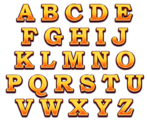 Set of gold isolated alphabet letters. Gold yellow metallic letter. Alphabetical isolated font. Foil symbol.