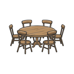 Modern classic minimalist dining table set with white background