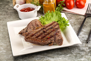 Delicus grilled beef steak with sauce