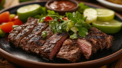 The national cuisine of Mexico: Mexican carne asada.