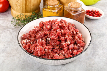 Raw beef minced meat for cooking