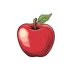 red apple with leaf