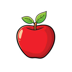 red apple with leaf