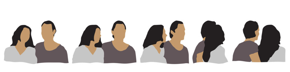 Conceptual human head isolated on white background as abstract avatar as a set or collection banner for social design concept. Human closeup anonymous faces head shot for human character illustration