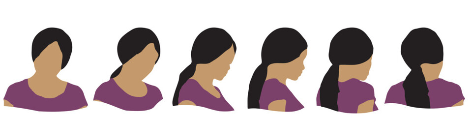 Conceptual human head isolated on white background as abstract avatar as a set or collection banner for social design concept. Human closeup anonymous faces head shot for human character illustration