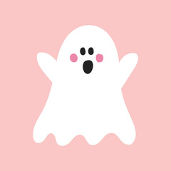 Halloween design with hand drawn ghost. Clipart concept. Vector illustration