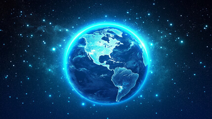earth in space in a night shine the world with new technology