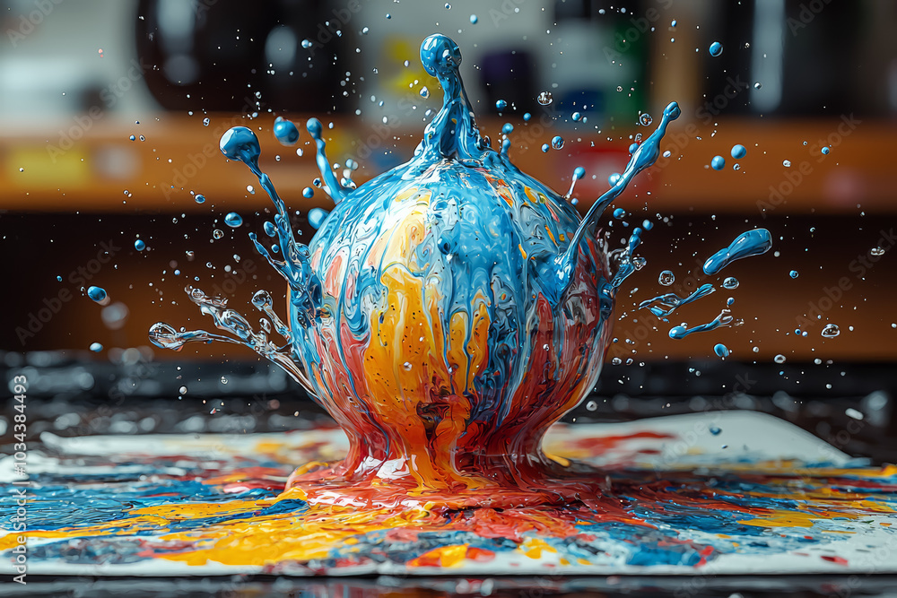 Poster a world being created from a single drop of ink on paper, symbolizing the power of imagination. conc