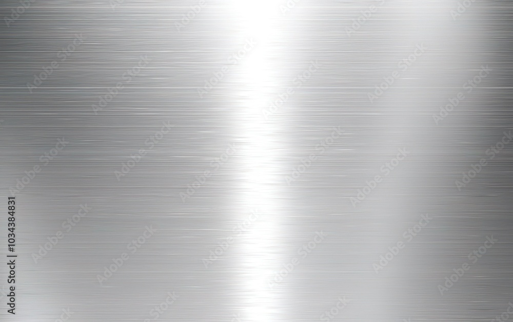 Poster brushed silver metal surface with reflective light creating subtle textures and patterns in a well-l