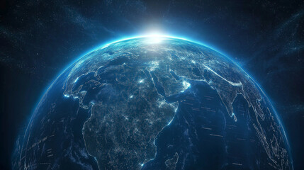 earth in space in an night
