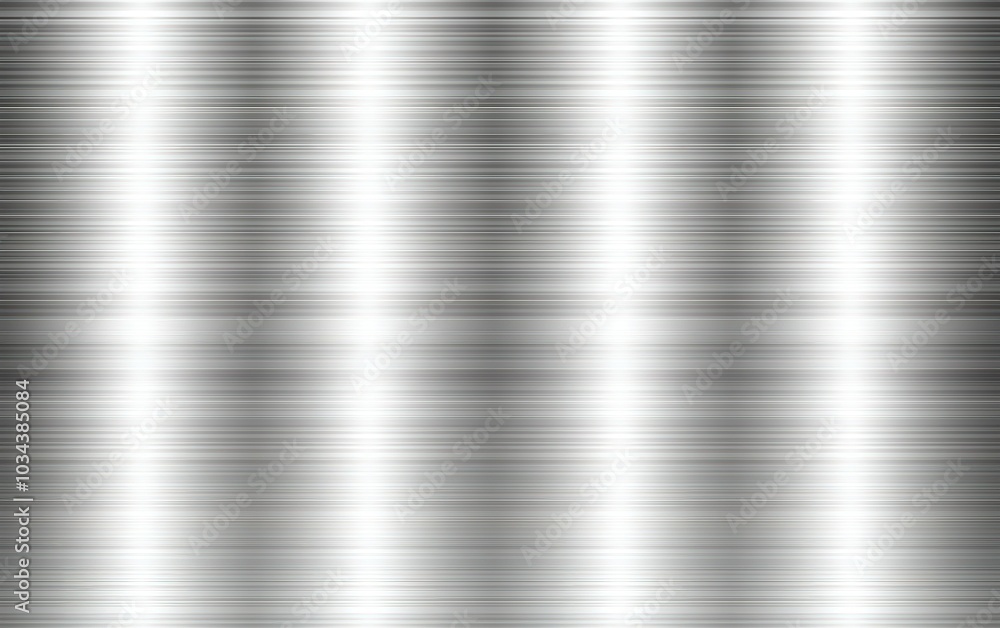Poster shiny brushed metal surface with parallel lines reflecting light in a dynamic pattern