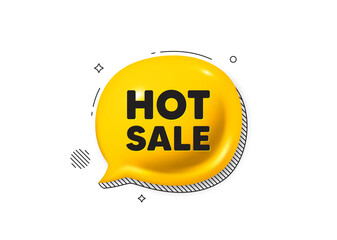 Hot Sale tag. Comic speech bubble 3d icon. Special offer price sign. Advertising Discounts symbol. Hot sale chat offer. Speech bubble comic banner. Discount balloon. Vector