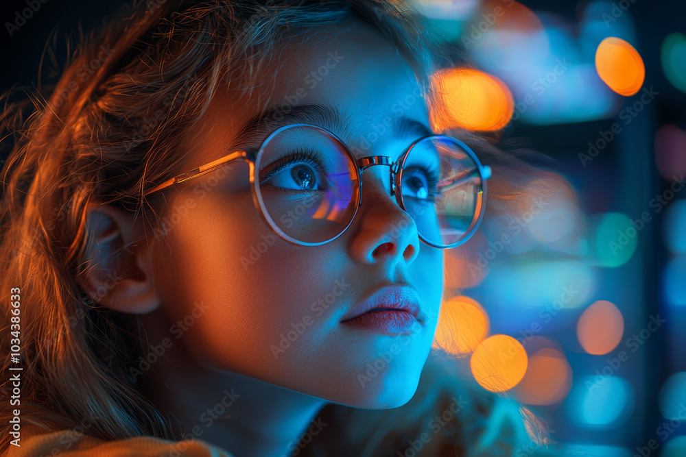 Aufkleber a student learning from an ai-powered tutor at home, representing the personalization of education. 