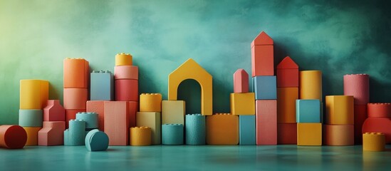 Colorful Toy Blocks Cityscape
