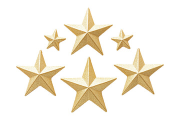 Obraz premium A shiny golden star with a textured surface, isolated on white background, representing Christmas festive decoration.