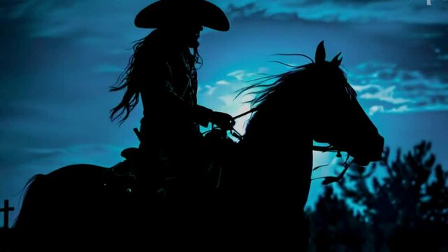 silhouette of a person with horse