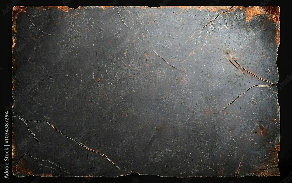 Poster a textured slate background with visible scratches and natural imperfections captured in a dim light