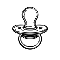 Beautiful closeup silicone baby pacifiers single continuous line vector illustration isolated on white background