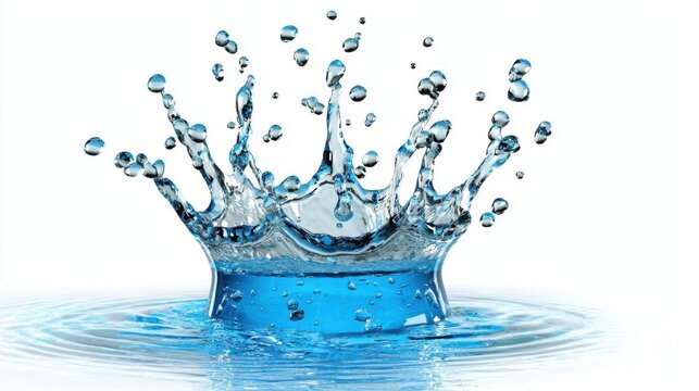 A photostock images of a large splash of water in motion, isolated on white background, High Quality
