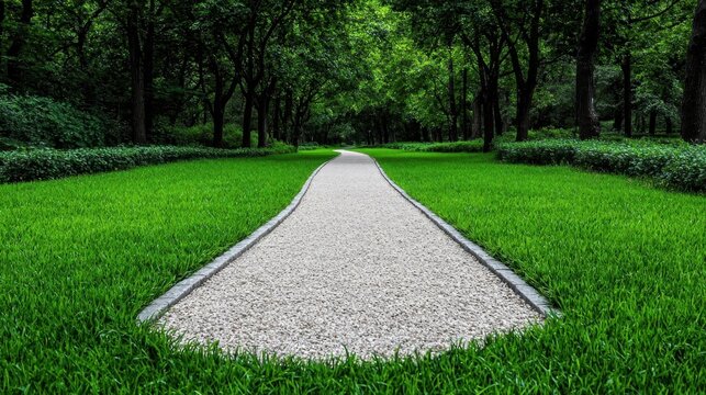 A photostock images of a peaceful running path through a scenic park, isolated on white background, High Quality