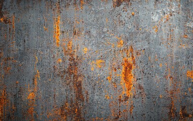 Textured metal surface showing intricate patterns of rust and oxidation in shades of orange and grey under natural light