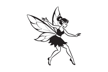 Fairy Flight Silhouette Vector Illustration, Fairy Flight Silhouette 