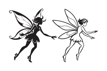 Fairy Flight Silhouette Vector Illustration, Fairy Flight Silhouette 