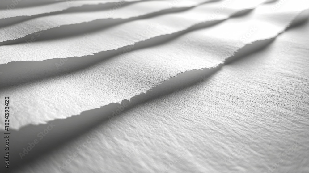 Aufkleber Light streams across the irregularly torn edges of white paper, creating shadows and highlights that emphasize the unique textures and patterns formed.