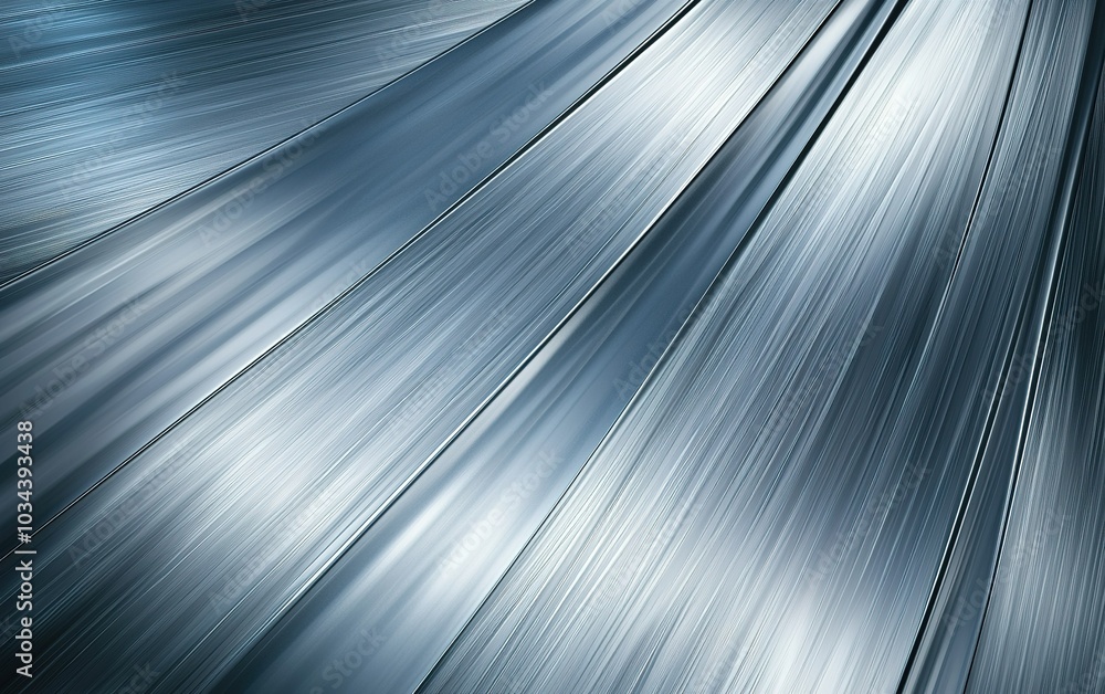 Poster abstract metallic texture reflecting light with dynamic lines and shades in a cool color palette