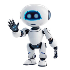 Ai Robot saying hi, hello, Bot Assistant isolated on a white background.