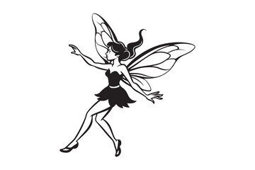 Fairy Flight Silhouette Vector Illustration, Fairy Flight Silhouette 