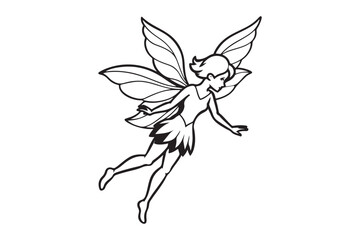 Fairy Flight Silhouette Vector Illustration, Fairy Flight Silhouette 