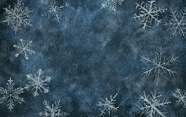 Winter snowflake patterns on a dark blue textured background with a subtle, icy feel during chilly seasonal months