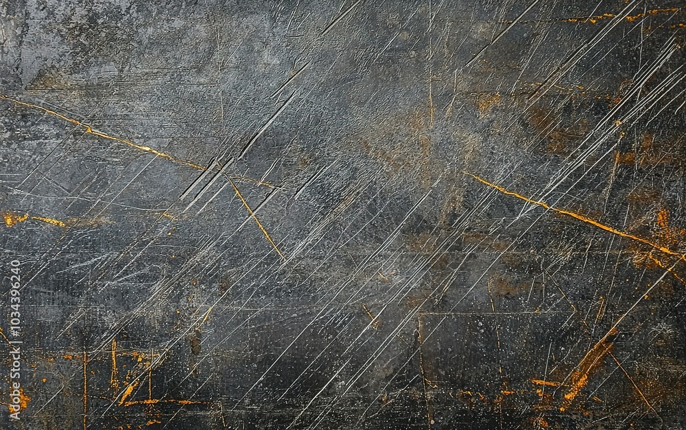 Poster abstract texture with dark tones and golden accents, showcasing dynamic lines and contrasts created 