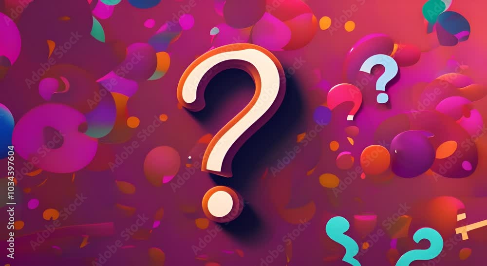 Poster question marks question ask wonder answer concept idea or symbol abstract background in colors and p