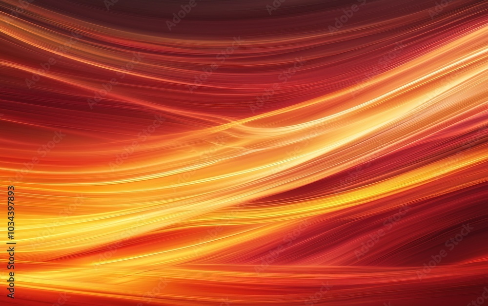 Poster vibrant swirls of red and orange light create a dynamic abstract pattern during a sunset over an urb